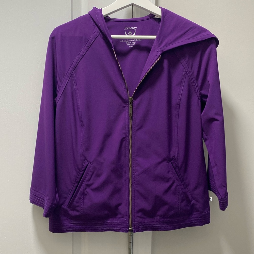 Zenergy by Chico Purple Zip Front Hoodie Activewear jacket Size 0